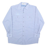 CINTAS Mens Blue L Workwear Cotton Blend Shirt Button Long Sleeve Pocketed