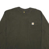 CARHARTT Mens Black & Yellow Long Sleeve Crew Neck T-Shirt 2XL Cotton Workwear