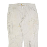 CARHARTT Mens Relaxed Fit Beige Cargo Denim Jeans W40 L32 Workwear Utility
