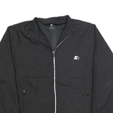 STARTER Mens Black Zip Jacket M Polyester Blend Plain Lightweight Casual