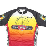 Mens Black Yellow & Red Bicycle Shop Cycling Jersey S Short Sleeve Zip Neck