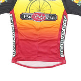 Mens Black Yellow & Red Bicycle Shop Cycling Jersey S Short Sleeve Zip Neck