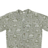 PALM WAVE Mens Green & Cream Hawaiian Shirt M Cotton Blend Tropical Print