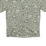 PALM WAVE Mens Green & Cream Hawaiian Shirt M Cotton Blend Tropical Print