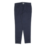 ESPIRIT Womens Navy Slim Fit Trousers Cotton Blend Zip W32 L30 Casual Workwear
