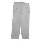 DICKIES Mens Jeans Grey Regular Straight Denim W34 L29 Workwear Paint Splatter