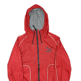 PUMA Mens Red Hooded Track Jacket S Polyester Blend Zip Plain Lightweight