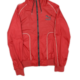 PUMA Mens Red Hooded Track Jacket S Polyester Blend Zip Plain Lightweight