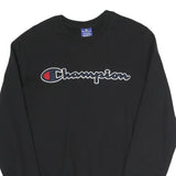 CHAMPION Mens Black Cotton Blend Crew Neck Sweatshirt M Embroidered Logo