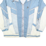 SECOND WIND Womens Blue & White Nylon Zip Jacket S Striped Sport Casual