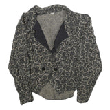 Womens Black & Grey Paisley Pattern Button Jacket L Woven Classic Elegant