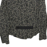 Womens Black & Grey Paisley Pattern Button Jacket L Woven Classic Elegant