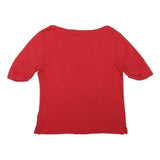 LAUREN RALPH LAUREN Womens Red T-Shirt L Short Sleeve Round Neck Simple Cotton