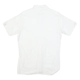 Mens White Short Sleeve Cotton Blend Shirt M Casual Button Pocket