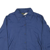 JC PENNEY Womens Blue Coach Jacket L Polyester Blend Button Closure Plain