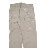 CARHARTT Mens Cotton Blend Beige Relaxed Straight Trousers W36 L32 Workwear