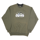 LEE Mens Green Crew Neck M Snowman Graphic Cotton Sweatshirt Pullover