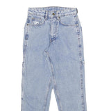 KARL KANI Mens Classic Light Blue Denim Jeans W24 L28 Logo Patchwork Cotton Zip