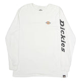 DICKIES Mens White Long Sleeve Crew Neck Logo Printed T-Shirt L