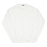 NAUTICA Mens White Pullover Plain Crew Neck Basic Knit L Cotton Blend Jumper