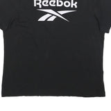 REEBOK Mens Black Classic Logo T-Shirt 2XL Short Sleeve Crew Neck Cotton Blend