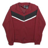 STARTER Mens Maroon & Black Zip Jacket S Cotton Blend Plain Casual Retro 90s