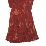 DESIGUAL Womens Red Floral Print Day Woven Midi Dress XL Long Sleeve Round Neck