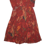 DESIGUAL Womens Red Floral Print Day Woven Midi Dress XL Long Sleeve Round Neck