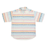 DEEPESH MODE Mens White & Pastel Patterned Cotton Blend Shirt L Summer Casual