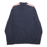 TOMMY HILFIGER Womens Navy Blue Cotton Blend Plain Roll Neck Jumper 2XL Stripe