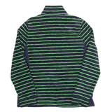 LAUREN RALPH LAUREN Womens Navy Blue & Green Striped Zip Jacket L Polyester