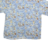 PIERRE CARDIN Mens Blue Sailing Boat Print Cotton Blend Shirt XL Casual Holiday