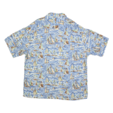 PIERRE CARDIN Mens Blue Sailing Boat Print Cotton Blend Shirt XL Casual Holiday