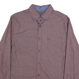 NAUTICA Mens Maroon Plain Shirt M Cotton Long Sleeve Button Down Relaxed Fit