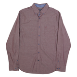 NAUTICA Mens Maroon Plain Shirt M Cotton Long Sleeve Button Down Relaxed Fit