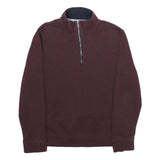 NAUTICA Mens Maroon 1/4 Zip Sweatshirt S Cotton Blend Casual Pullover