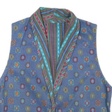 Womens Blue Cotton Blend Jacket XS Button Plain Vintage Style