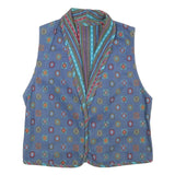 Womens Blue Cotton Blend Jacket XS Button Plain Vintage Style