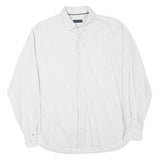 TOMMY HILFIGER Mens White & Blue Checked Cotton Blend Shirt L Classic Casual