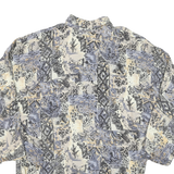 Womens Cream & Grey Abstract Pattern Cotton Blend Shirt L Oversized Casual