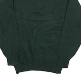 Mens Green Patterned Polo Jumper M Button Up Basic Knit Regular Fit Casual