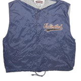 WEST COAST Mens Blue Hooded Button Nylon Jacket L Casual Streetwear Sport