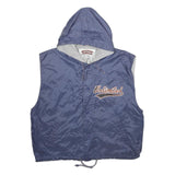 WEST COAST Mens Blue Hooded Button Nylon Jacket L Casual Streetwear Sport