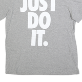 NIKE Mens Grey Just Do It T-Shirt M Short Sleeve Crew Neck Cotton Blend Casual