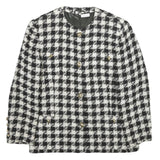 Womens Black & White Check Wool Blend Button Jacket UK 12 Classic Tailored Style