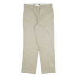 DICKIES Mens Regular Fit Beige Cotton Blend Straight Leg Trousers W36 L32