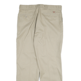 DICKIES Mens Regular Fit Beige Cotton Blend Straight Leg Trousers W36 L32