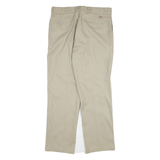 DICKIES Mens Regular Fit Beige Cotton Blend Straight Leg Trousers W36 L32