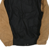 NORTH END Mens Black & Tan Wool Blend Bomber Jacket S Woven Zip Casual