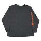 CARHARTT Mens Charcoal Grey Long Sleeve Crew Neck 2XL Cotton Blend Logo Sleeve